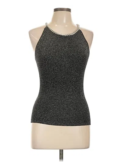 Pre-owned August Silk Sleeveless Top Gray Halter Neckline Tops