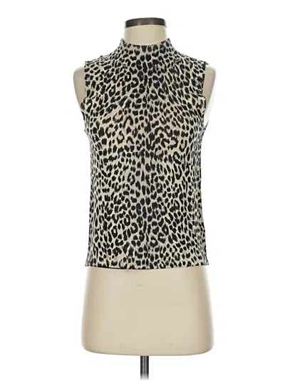 Pre-owned August Silk Sleeveless Top Tan High Neck Tops