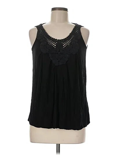 Pre-owned August Silk Tank Top Black Halter Neckline Tops
