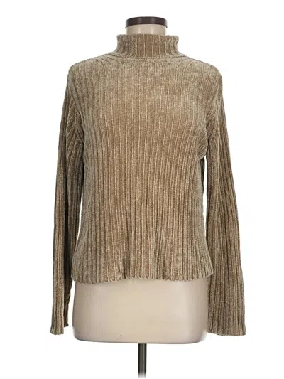 Pre-owned August Silk Turtleneck Sweater In Brown