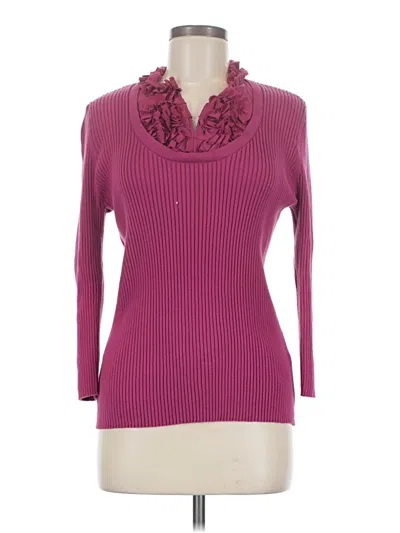 Pre-owned August Silk Turtleneck Sweater In Burgundy