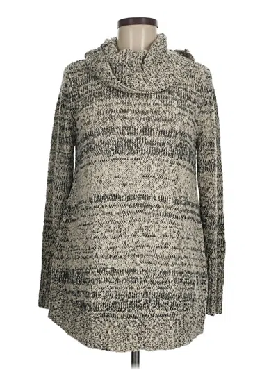 Pre-owned August Silk Turtleneck Sweater In Gray