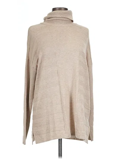 Pre-owned August Silk Turtleneck Sweater In Tan