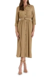 August Sky Belted Shirtdress In Camel