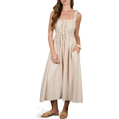 August Sky Bow Empire Waist Sundress In Neutral