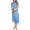 August Sky Chambray Button Front Dress In Chambray