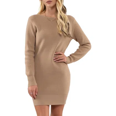 August Sky Cutout Sweater Dress In Light Taupe