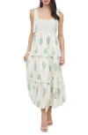 August Sky Floral Bow Strap Maxi Dress In Light Sage Multi