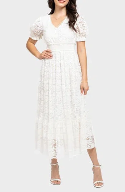 August Sky Floral Lace Midi Dress