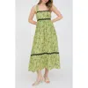 August Sky Floral Rickrack Trim Midi Sundress