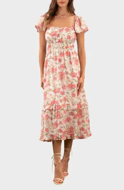 August Sky Flutter Sleeve Midi Dress