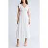 August Sky Flutter Sleeve Midi Dress