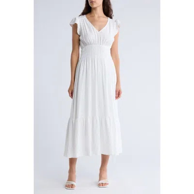 August Sky Flutter Sleeve Midi Dress