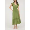 August Sky Flutter Sleeve Midi Dress