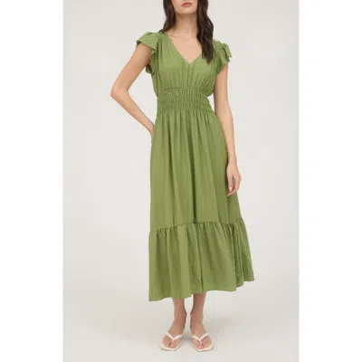 August Sky Flutter Sleeve Midi Dress