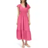 August Sky Flutter Sleeve Midi Dress