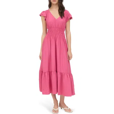 August Sky Flutter Sleeve Midi Dress