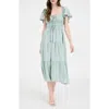 August Sky Flutter Sleeve Tiered Maxi Dress