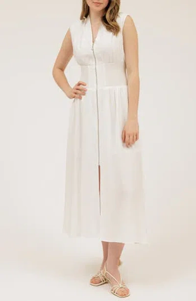 August Sky Front Zip Midi Dress