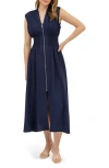 August Sky Front Zip Midi Dress