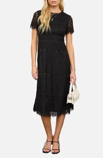 August Sky Lace Midi Drss In Black