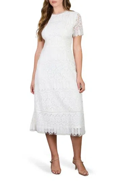 August Sky Lace Midi Drss In White