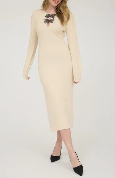 August Sky Long Sleeve Sweater Dress In Neutral