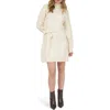 August Sky Long Sleeve Turtleneck Sweater Minidress In Neutral