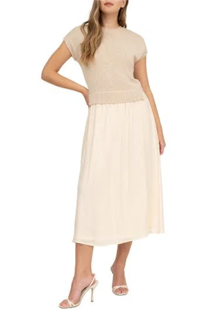 August Sky Mixed Media Maxi Dress In Natural