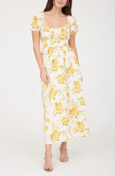 August Sky Puff Sleeve Midi Dress
