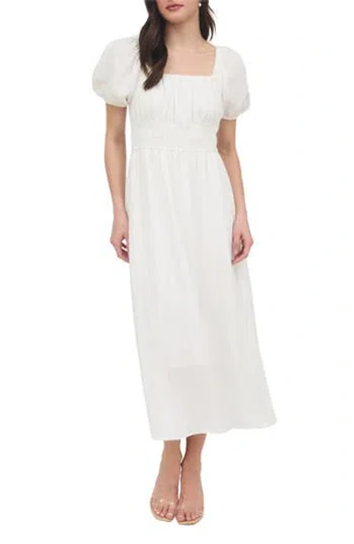 August Sky Puff Sleeve Midi Dress In White