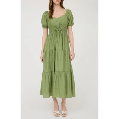 August Sky Puff Sleeve Tiered Maxi Dress