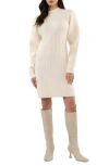 August Sky Ribbed Long Sleeve Sweater Minidress In Cream