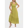 August Sky Ruffle Cap Sleeve Fit & Flare Maxi Dress