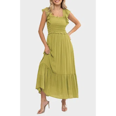 August Sky Ruffle Cap Sleeve Fit & Flare Maxi Dress