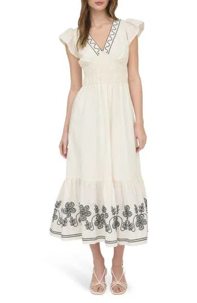 August Sky Ruffle Sleeve Midi Dress