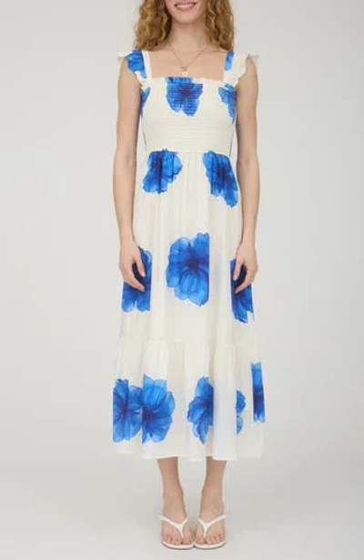 August Sky Ruffle Strap Smocked Midi Dress