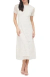 August Sky Scalloped Lace Midi Dress In Off White