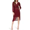 August Sky Sequin Long Sleeve Dress In Burgundy