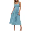 August Sky Shirred Empire Waist Midi Dress In Dark Mint