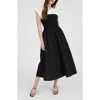 August Sky Short Sleeve Mixed Media Midi Dress