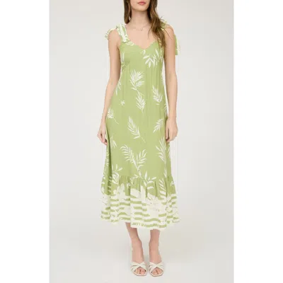 August Sky Shoulder Tie Midi Dress