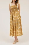 August Sky Shoulder Tie Midi Dress