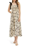 August Sky Shoulder Tie Midi Dress