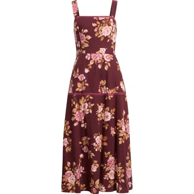 August Sky Sleeveless Midi Dress In Burgundy