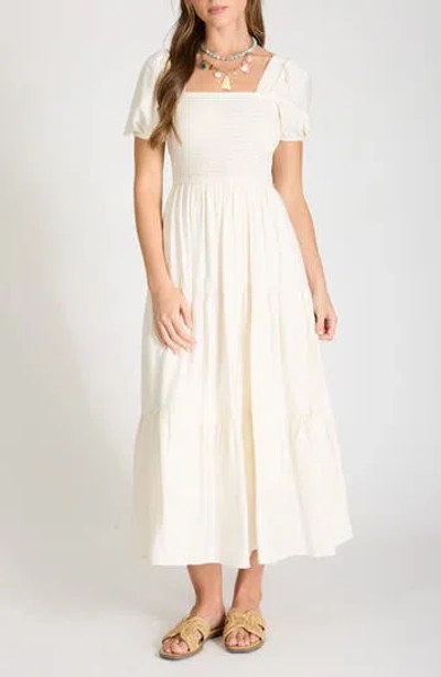 August Sky Smocked Bodice Maxi Dress In Neutral