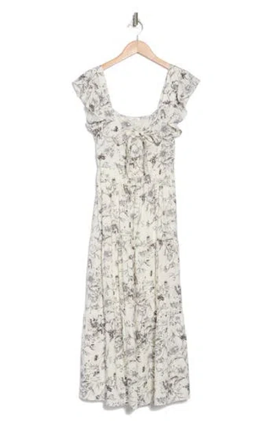 August Sky Smocked Bow Detail Midi Dress