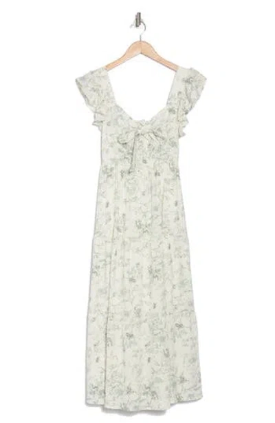 August Sky Smocked Bow Detail Midi Dress