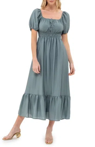 August Sky Square Neck Midi Dress In Light Teal