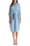 August Sky Stripe Long Sleeve Chambray Shirtdress In Chambray Multi